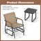 3-Piece Outdoor Glider Bistro Set with Tempered Glass Top and Metal Frame-Coffee